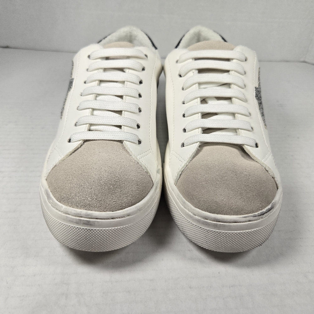 Steve Madden Rezume Silver Glitter Star Sneakers with Suede  Size Women's 7 - Picture 5 of 11